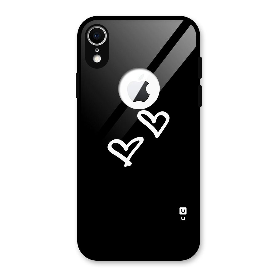 Hearts Love Glass Back Case for iPhone XR Logo Cut