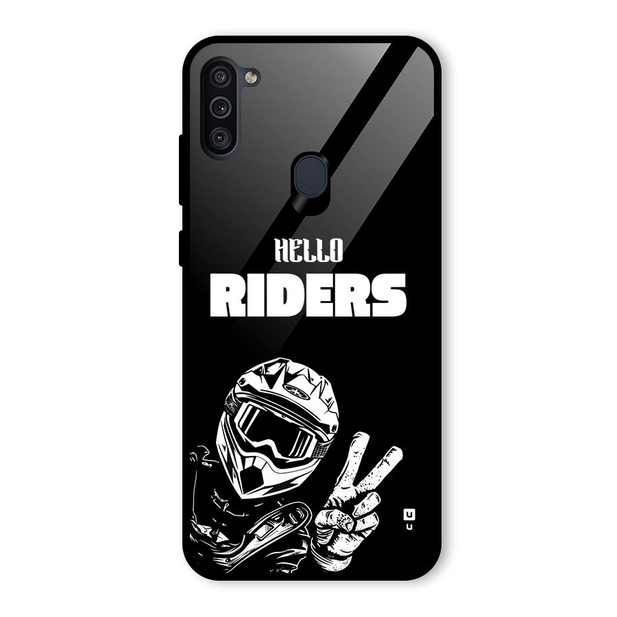 Hello Riders Glass Back Case for Galaxy M11