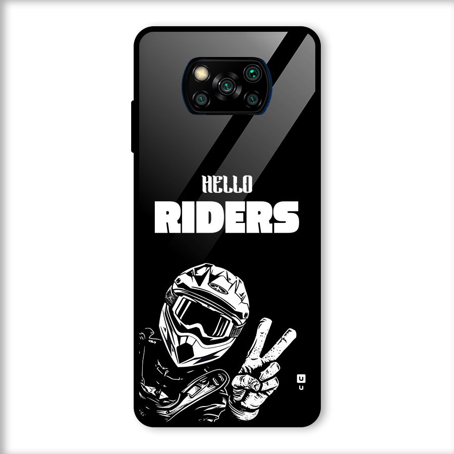 Hello Riders Glass Back Case for Poco X3