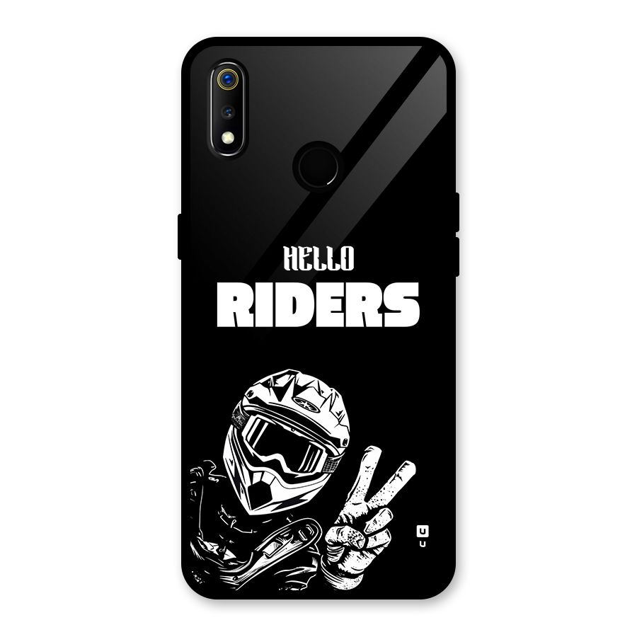 Hello Riders Glass Back Case for Realme 3