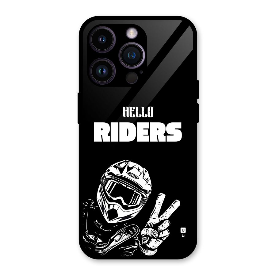 Hello Riders Glass Back Case for iPhone 14 Pro