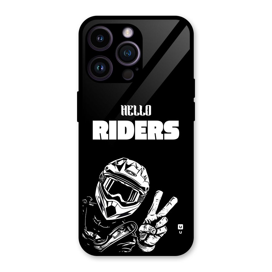 Hello Riders Glass Back Case for iPhone 14 Pro Max