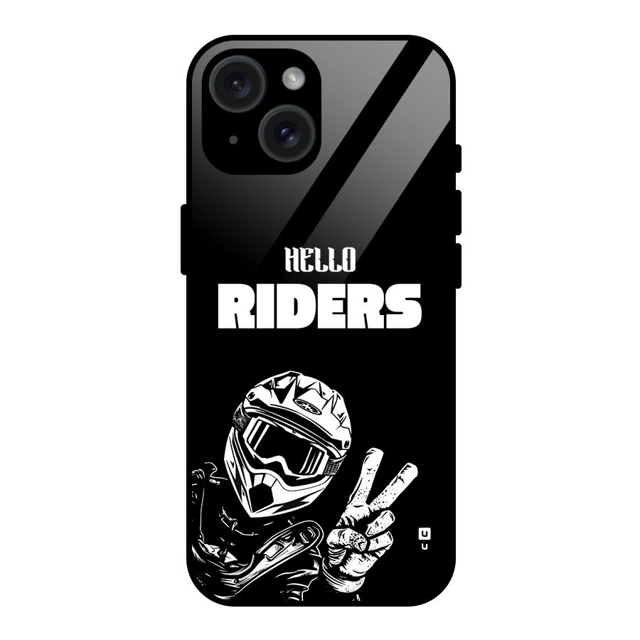 Hello Riders Glass Back Case for iPhone 15