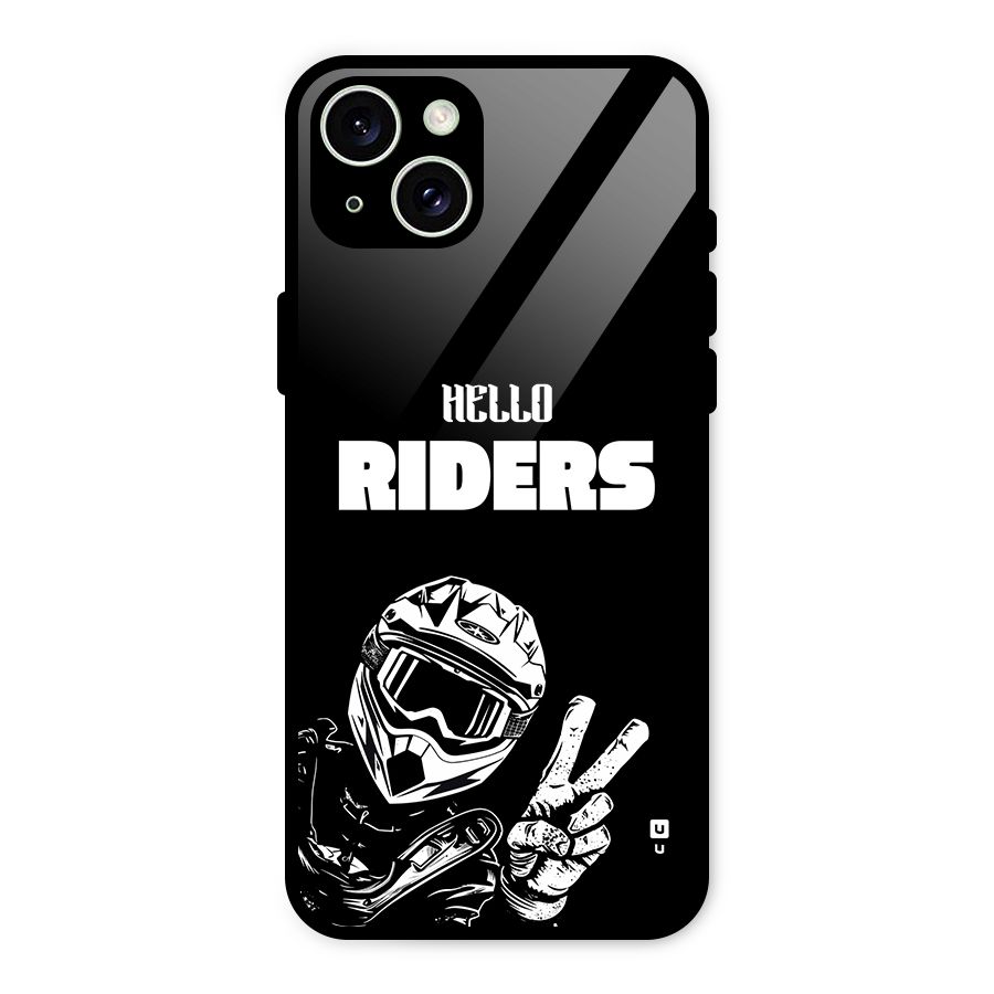 Hello Riders Glass Back Case for iPhone 15 Plus