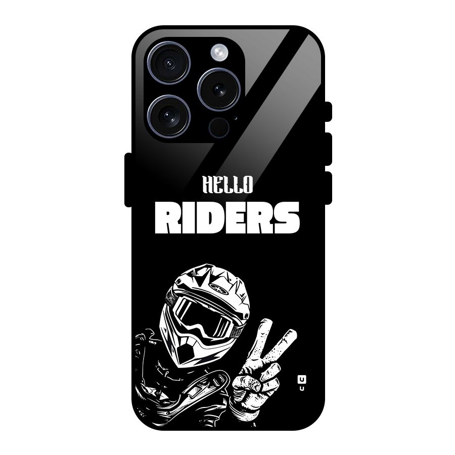 Hello Riders Glass Back Case for iPhone 15 Pro