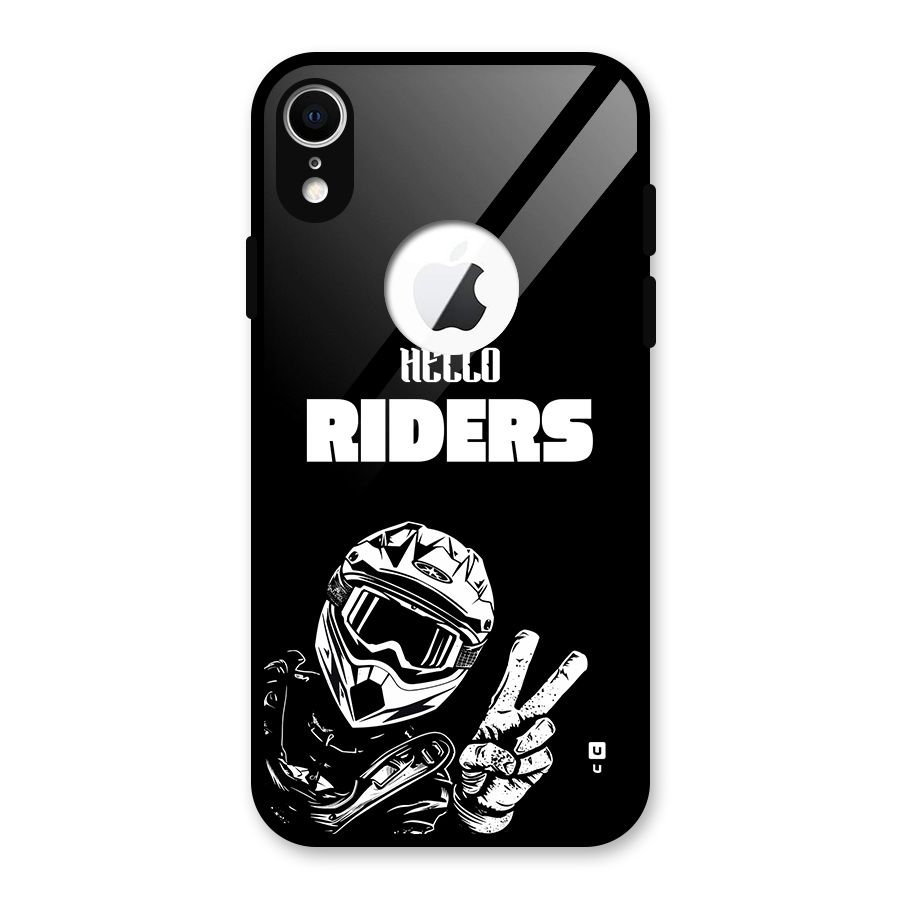 Hello Riders Glass Back Case for iPhone XR Logo Cut
