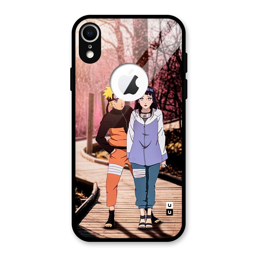 Hinata Annoyed Glass Back Case for iPhone XR Logo Cut