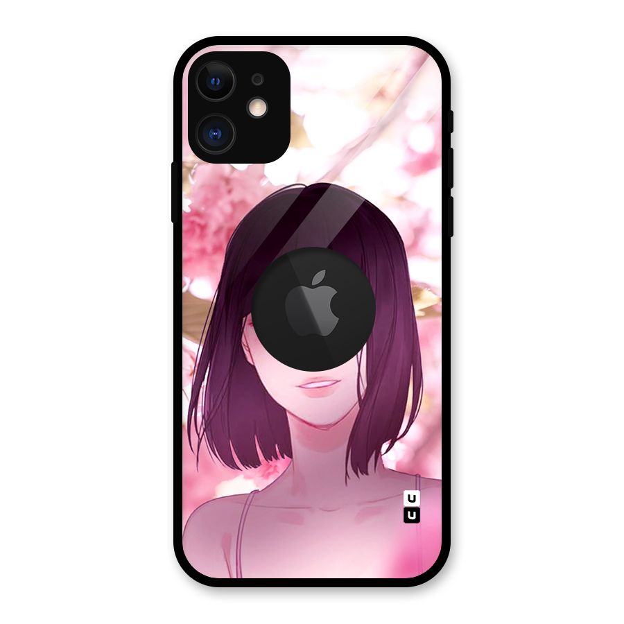 Hinata Floral Glass Back Case for iPhone 11 Logo Cut