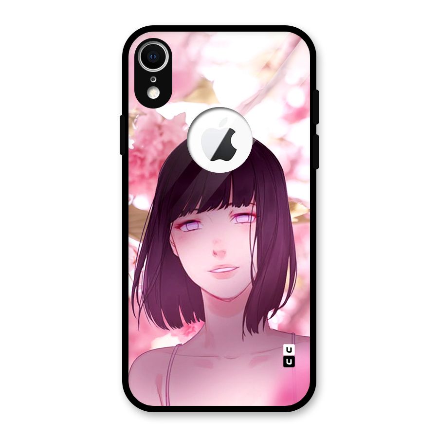 Hinata Floral Glass Back Case for iPhone XR Logo Cut