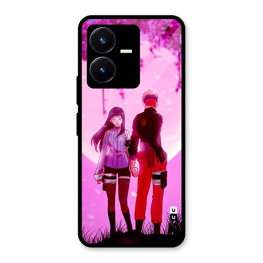 Hinata Holding Hand Glass Back Case for Vivo Y22s