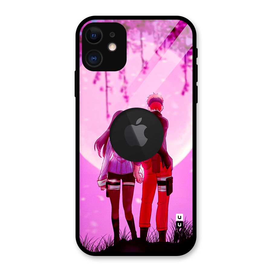 Hinata Holding Hand Glass Back Case for iPhone 11 Logo Cut
