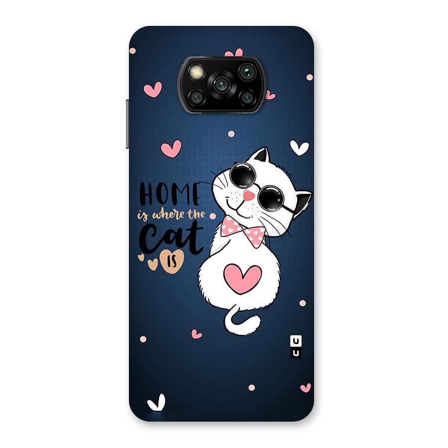 Home Where Cat Glass Back Case for Poco X3