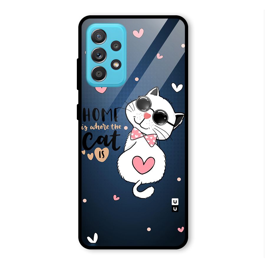 Home Where Cat Glass Back Case for Galaxy A52