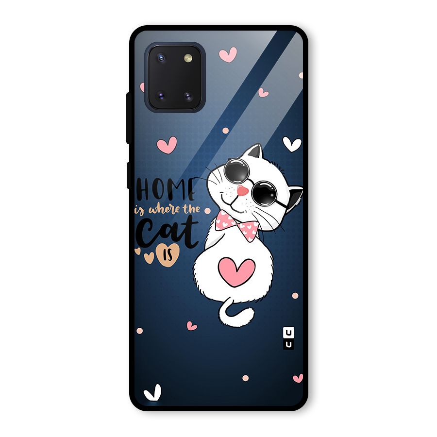Home Where Cat Glass Back Case for Galaxy Note 10 Lite