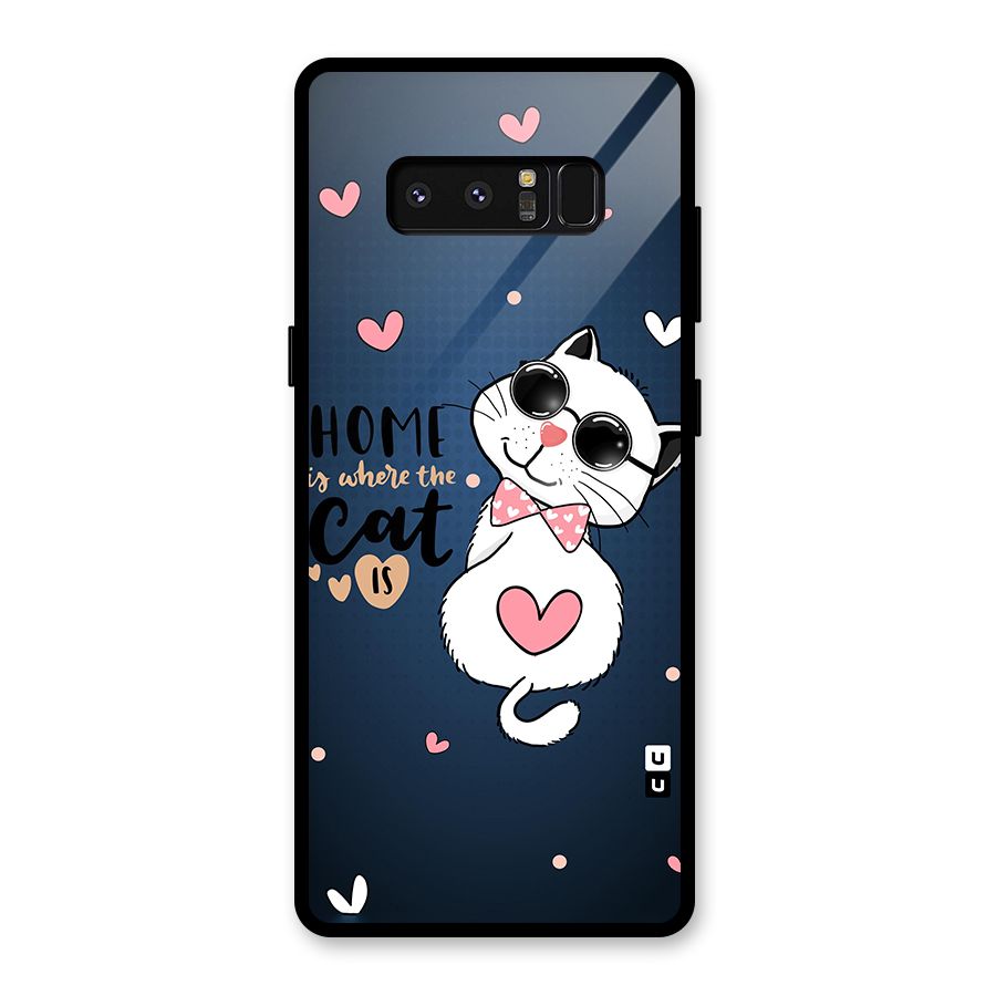 Home Where Cat Glass Back Case for Galaxy Note 8