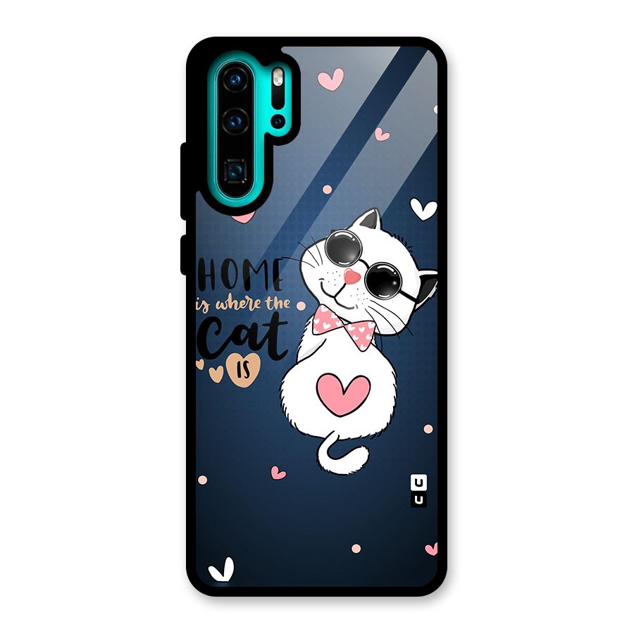 Home Where Cat Glass Back Case for Huawei P30 Pro