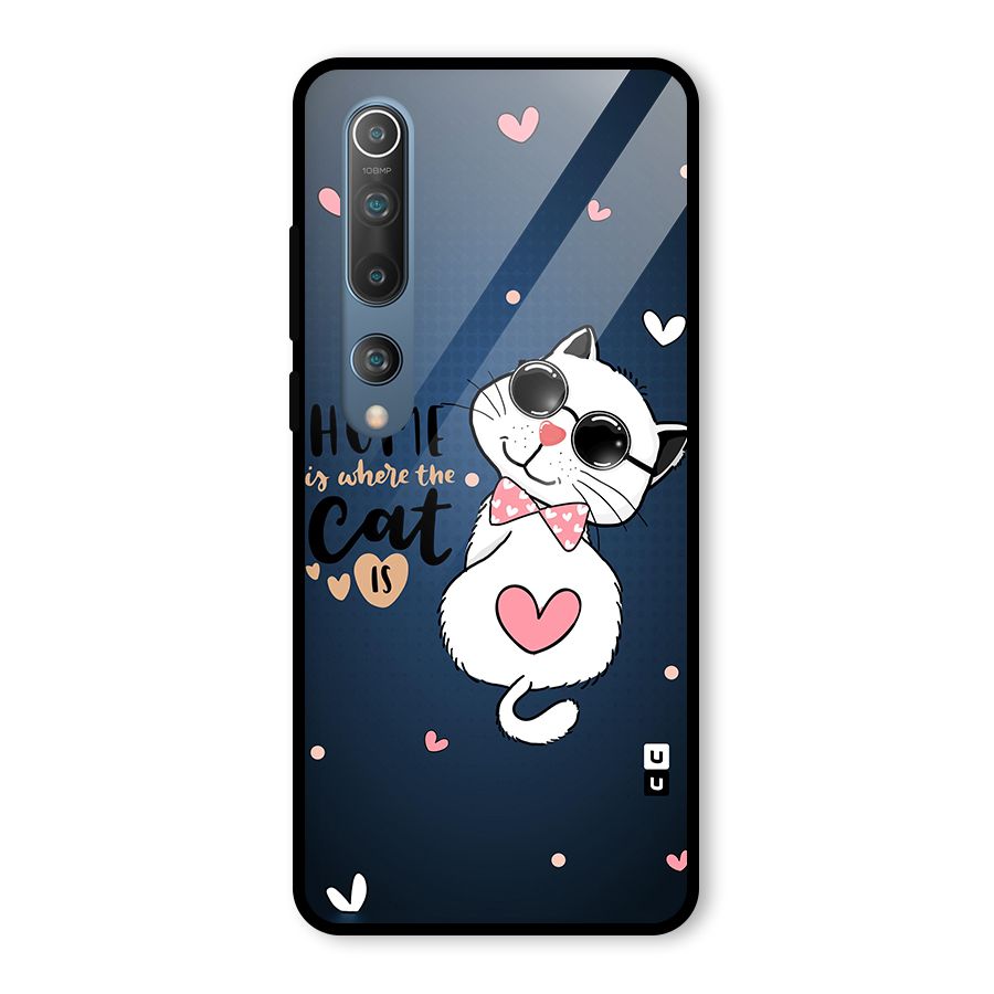 Home Where Cat Glass Back Case for Mi 10