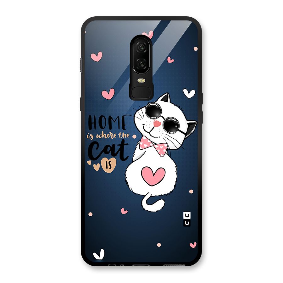 Home Where Cat Glass Back Case for OnePlus 6