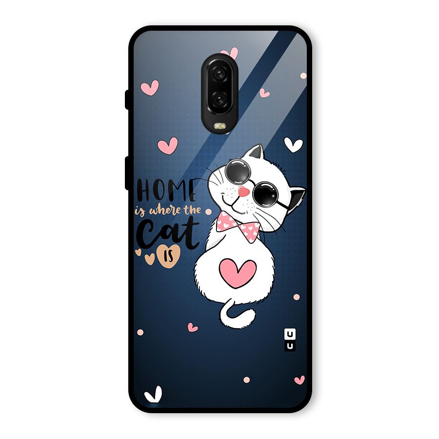 Home Where Cat Glass Back Case for OnePlus 6T