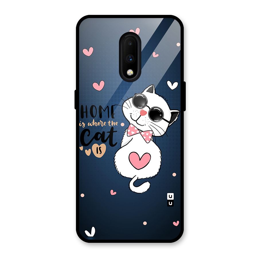 Home Where Cat Glass Back Case for OnePlus 7