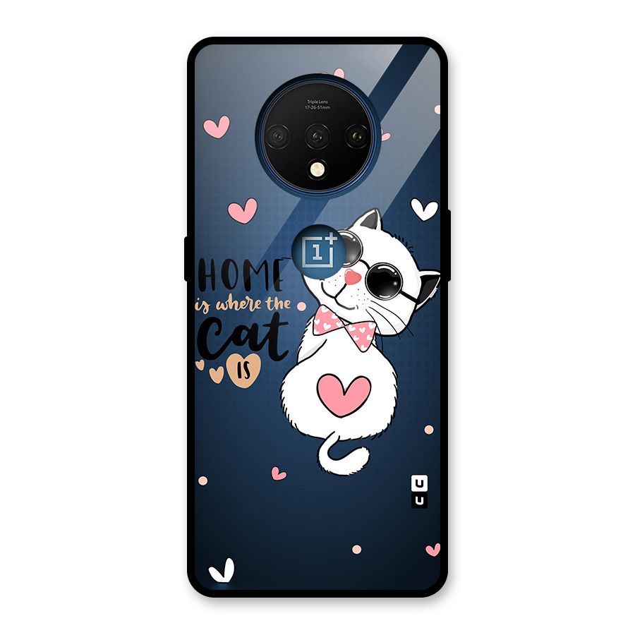 Home Where Cat Glass Back Case for OnePlus 7T