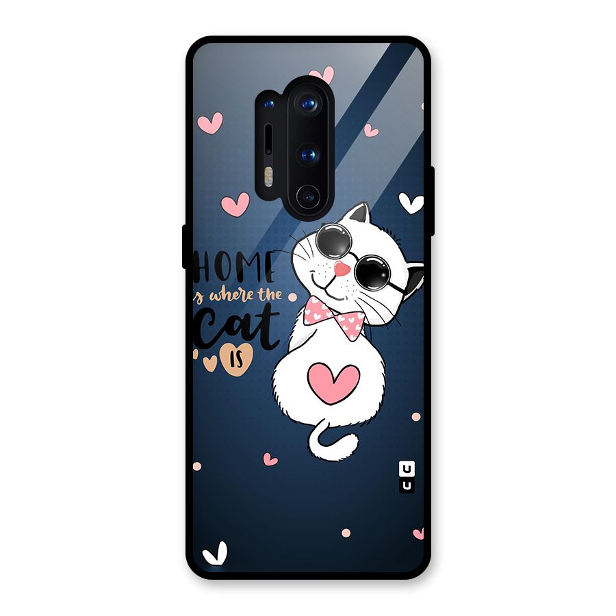 Home Where Cat Glass Back Case for OnePlus 8 Pro