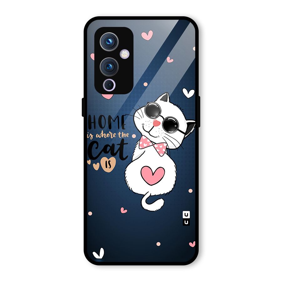 Home Where Cat Glass Back Case for OnePlus 9