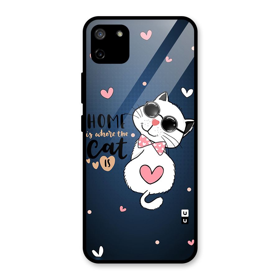 Home Where Cat Glass Back Case for Realme C11