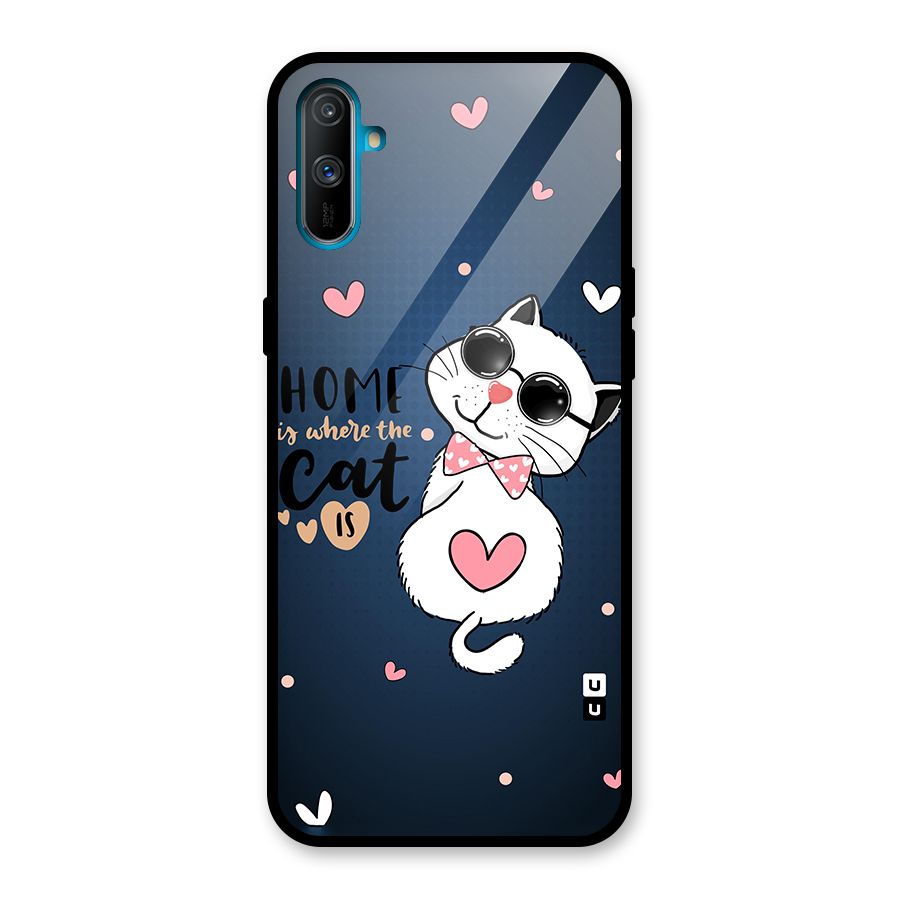 Home Where Cat Glass Back Case for Realme C3