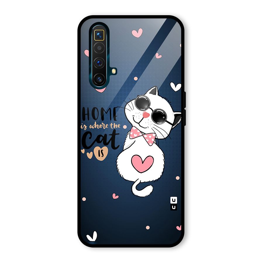 Home Where Cat Glass Back Case for Realme X3
