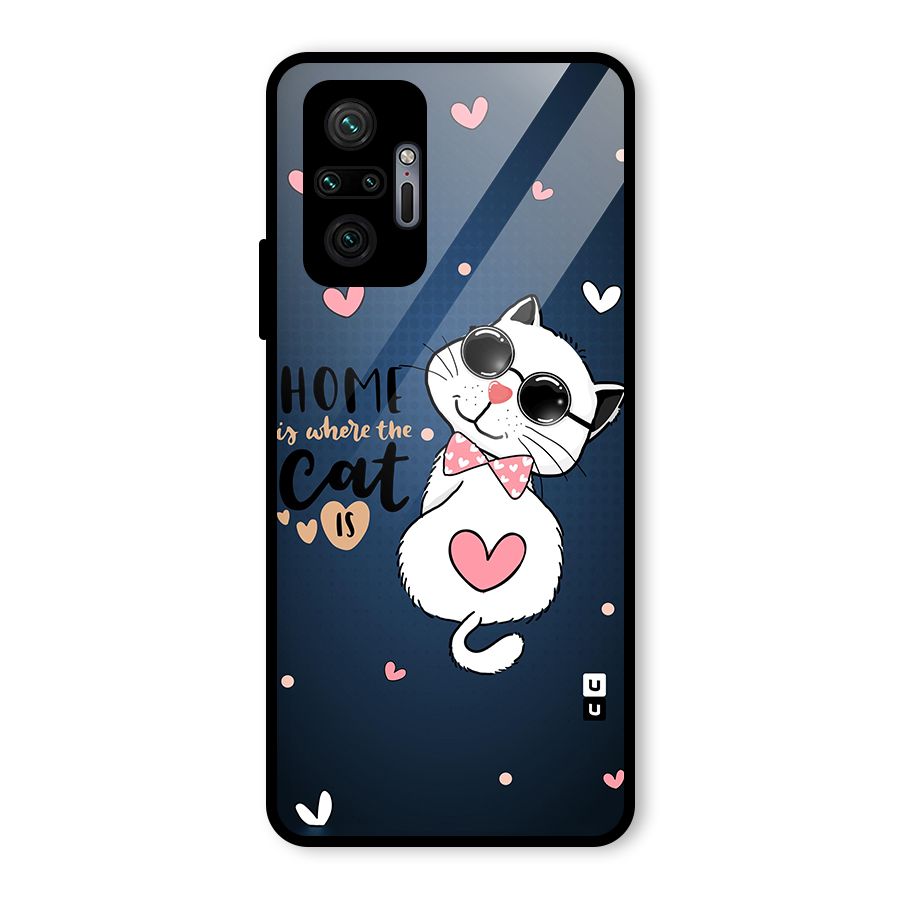 Home Where Cat Glass Back Case for Redmi Note 10 Pro