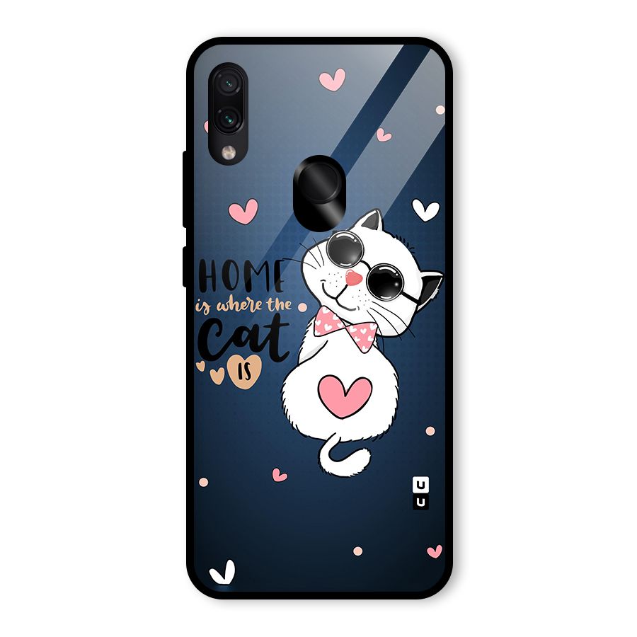 Home Where Cat Glass Back Case for Redmi Note 7 Pro