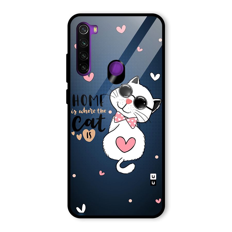 Home Where Cat Glass Back Case for Redmi Note 8