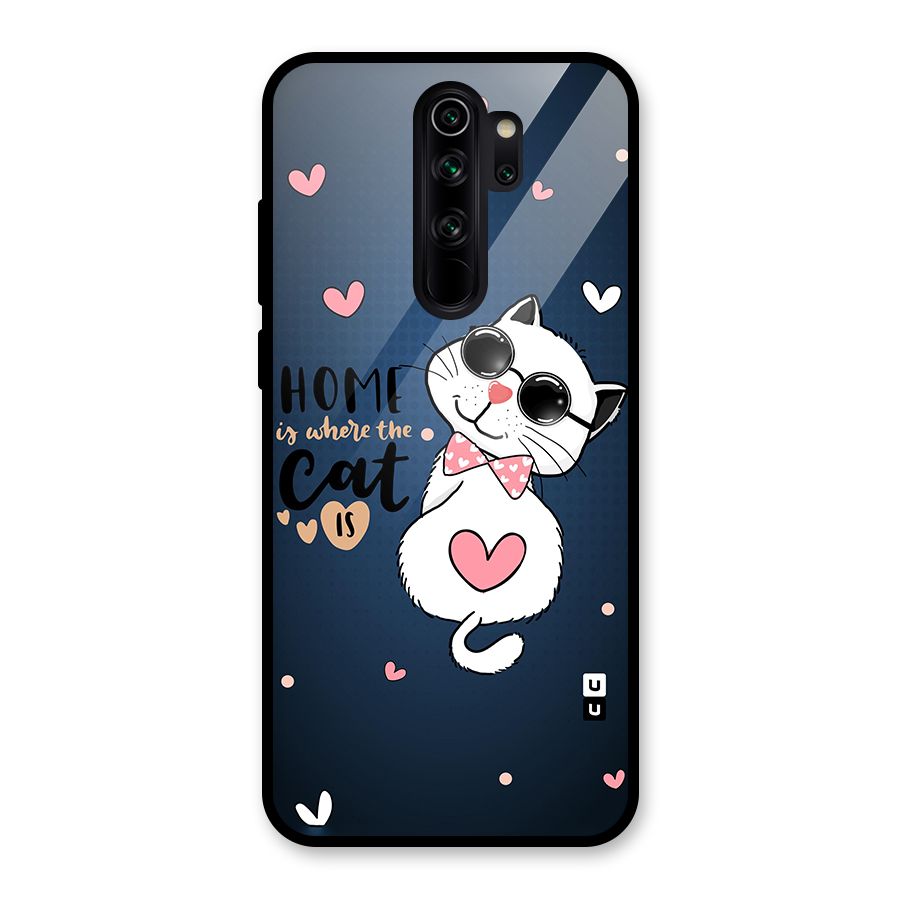 Home Where Cat Glass Back Case for Redmi Note 8 Pro