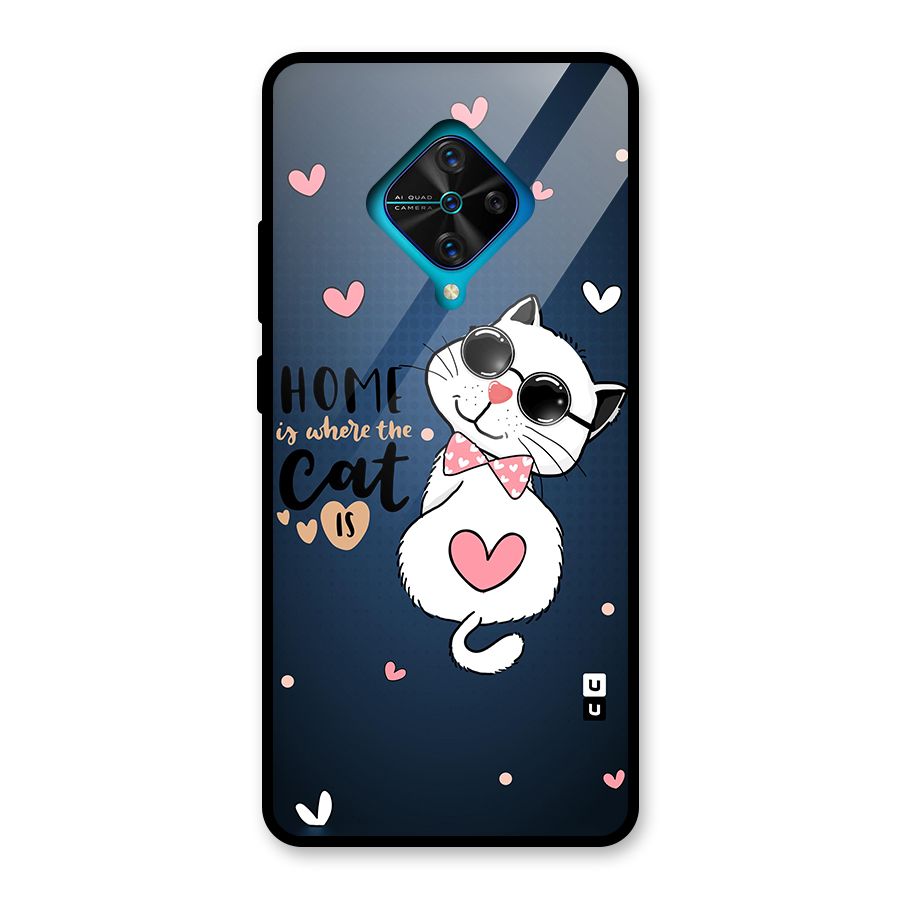 Home Where Cat Glass Back Case for Vivo S1 Pro