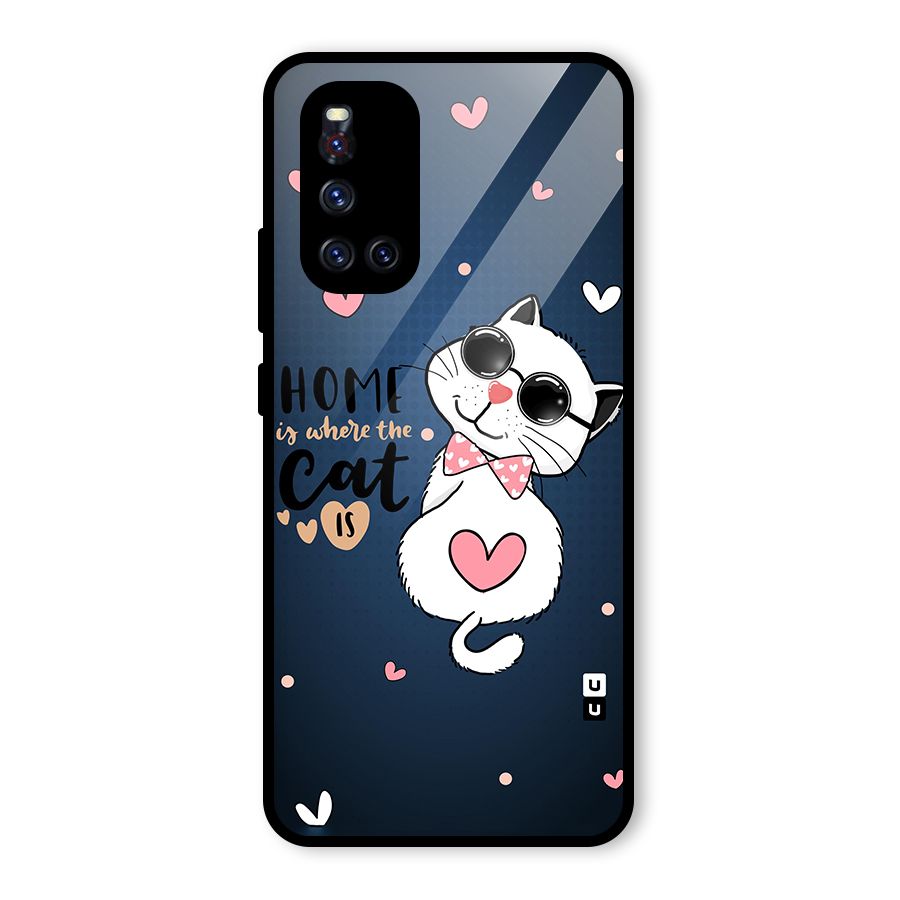 Home Where Cat Glass Back Case for Vivo V19