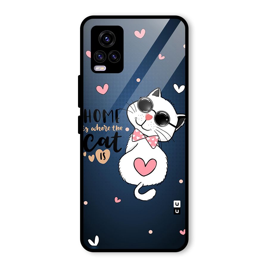 Home Where Cat Glass Back Case for Vivo V20
