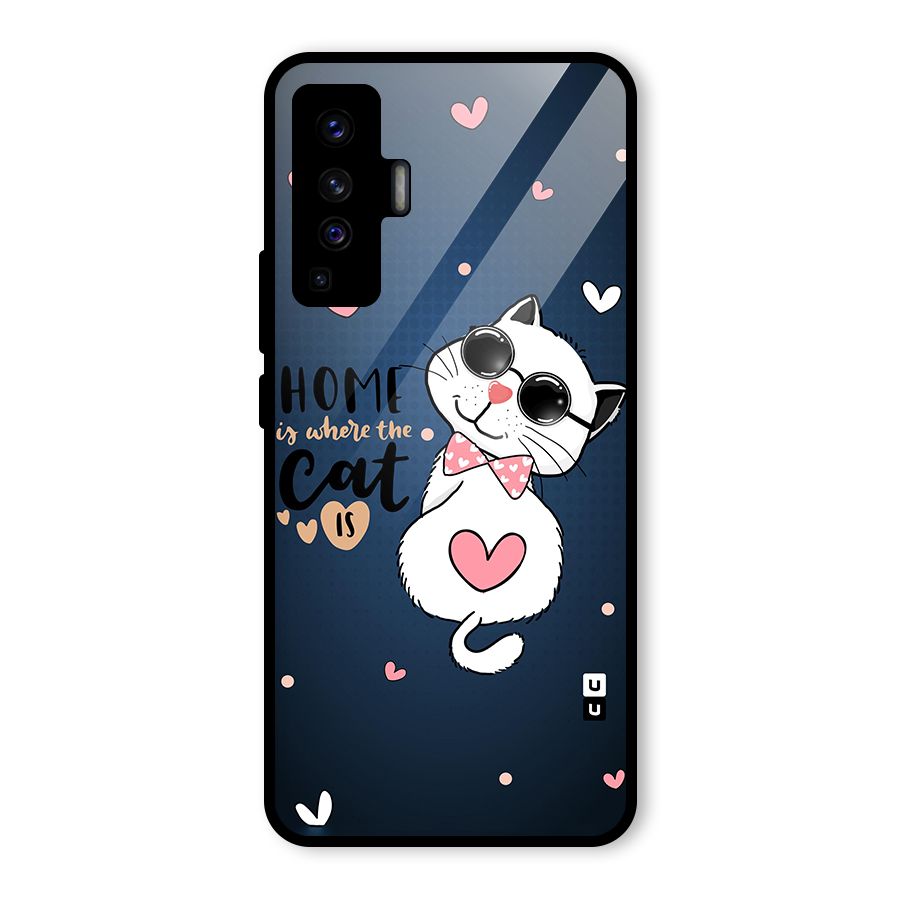Home Where Cat Glass Back Case for Vivo X50