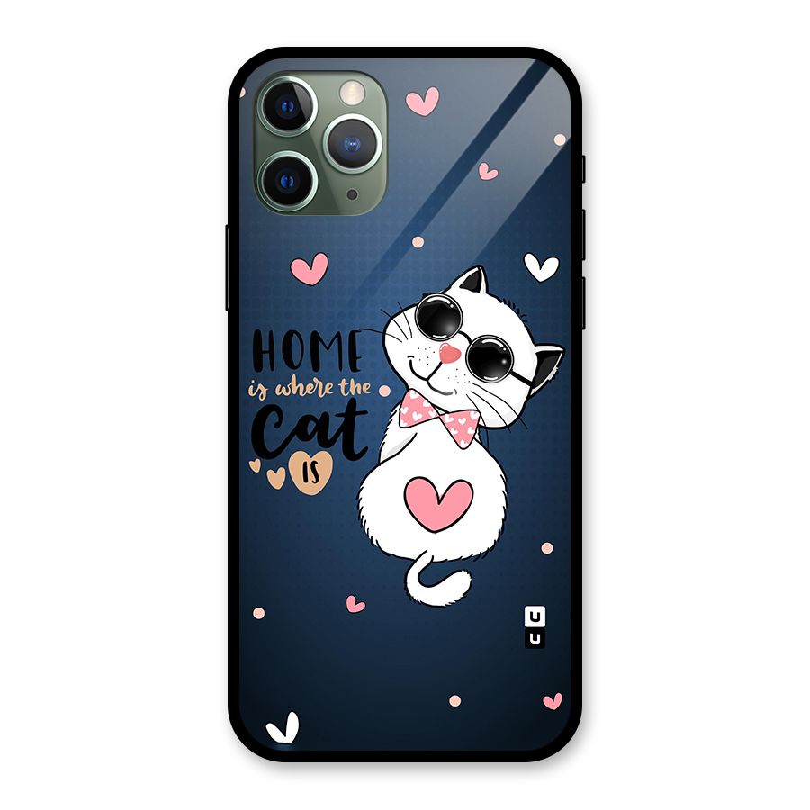 Home Where Cat Glass Back Case for iPhone 11 Pro