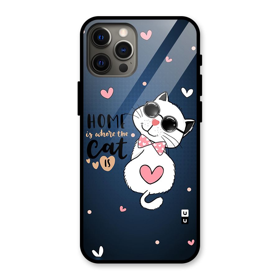 Home Where Cat Glass Back Case for iPhone 12 Pro Max