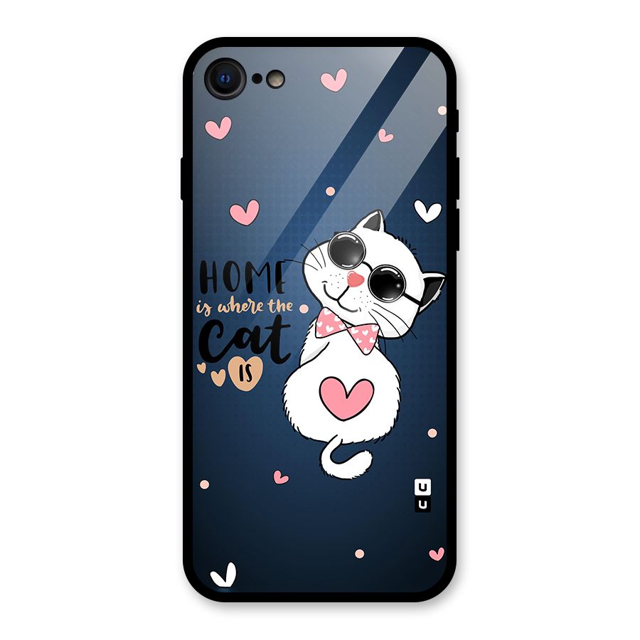 Home Where Cat Glass Back Case for iPhone 7