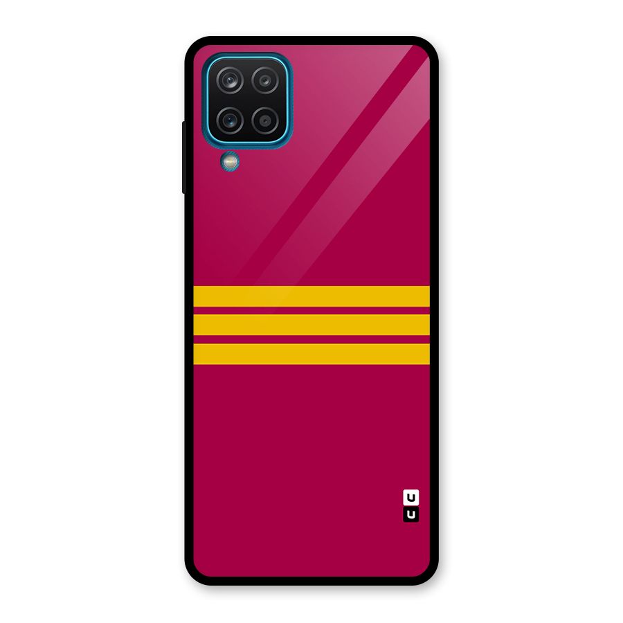 Horizontal Sports Stripes Glass Back Case for Galaxy A12