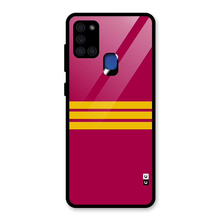 Horizontal Sports Stripes Glass Back Case for Galaxy A21s