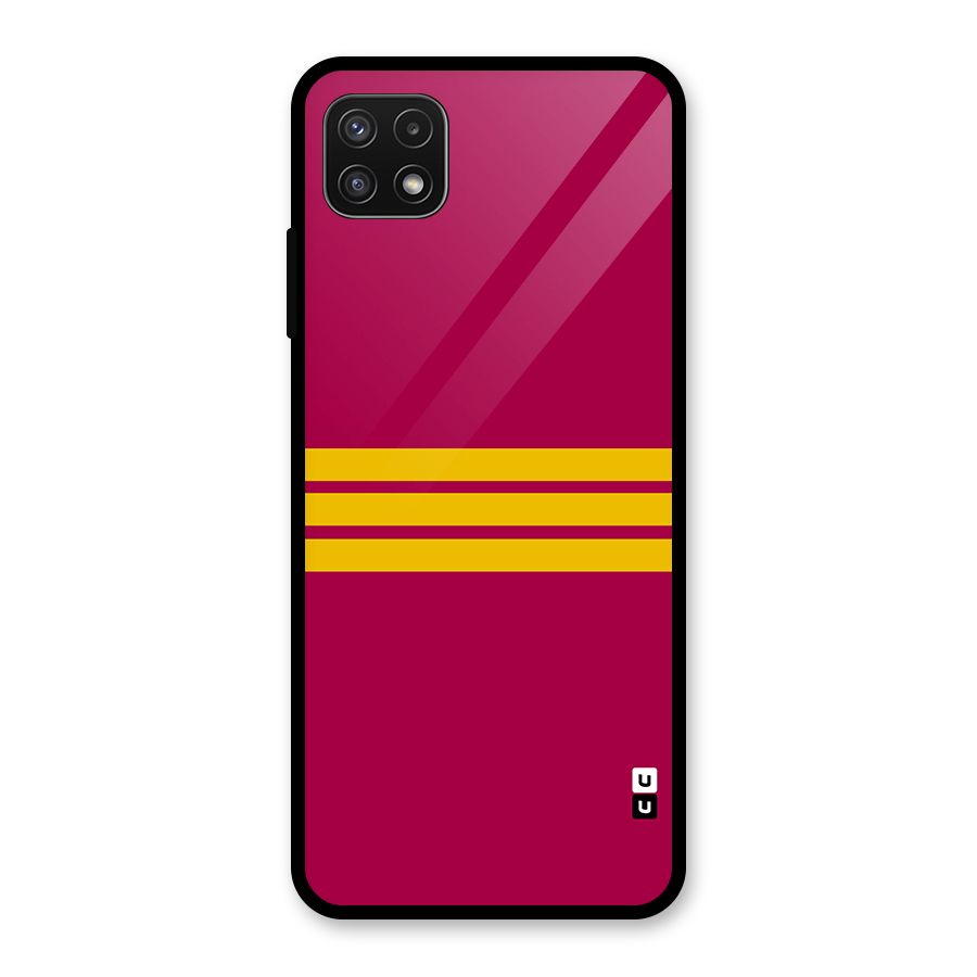 Horizontal Sports Stripes Glass Back Case for Galaxy A22 5G
