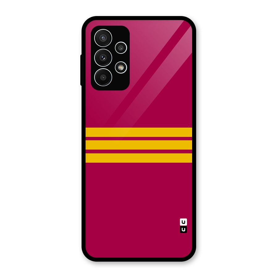 Horizontal Sports Stripes Glass Back Case for Galaxy A23