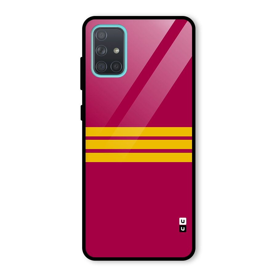 Horizontal Sports Stripes Glass Back Case for Galaxy A71