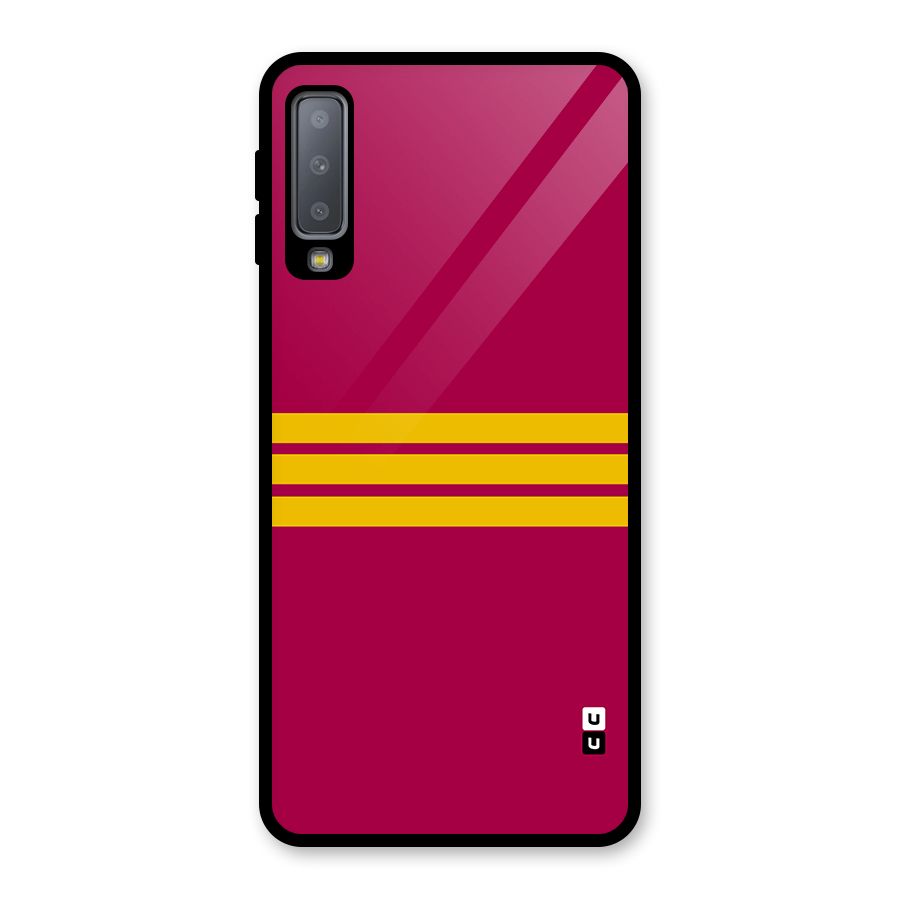 Horizontal Sports Stripes Glass Back Case for Galaxy A7 (2018)