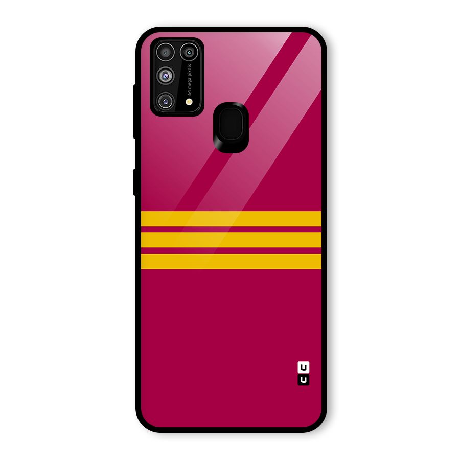 Horizontal Sports Stripes Glass Back Case for Galaxy F41