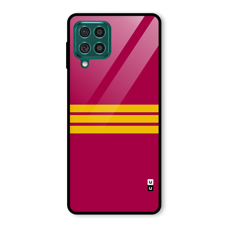 Horizontal Sports Stripes Glass Back Case for Galaxy F62