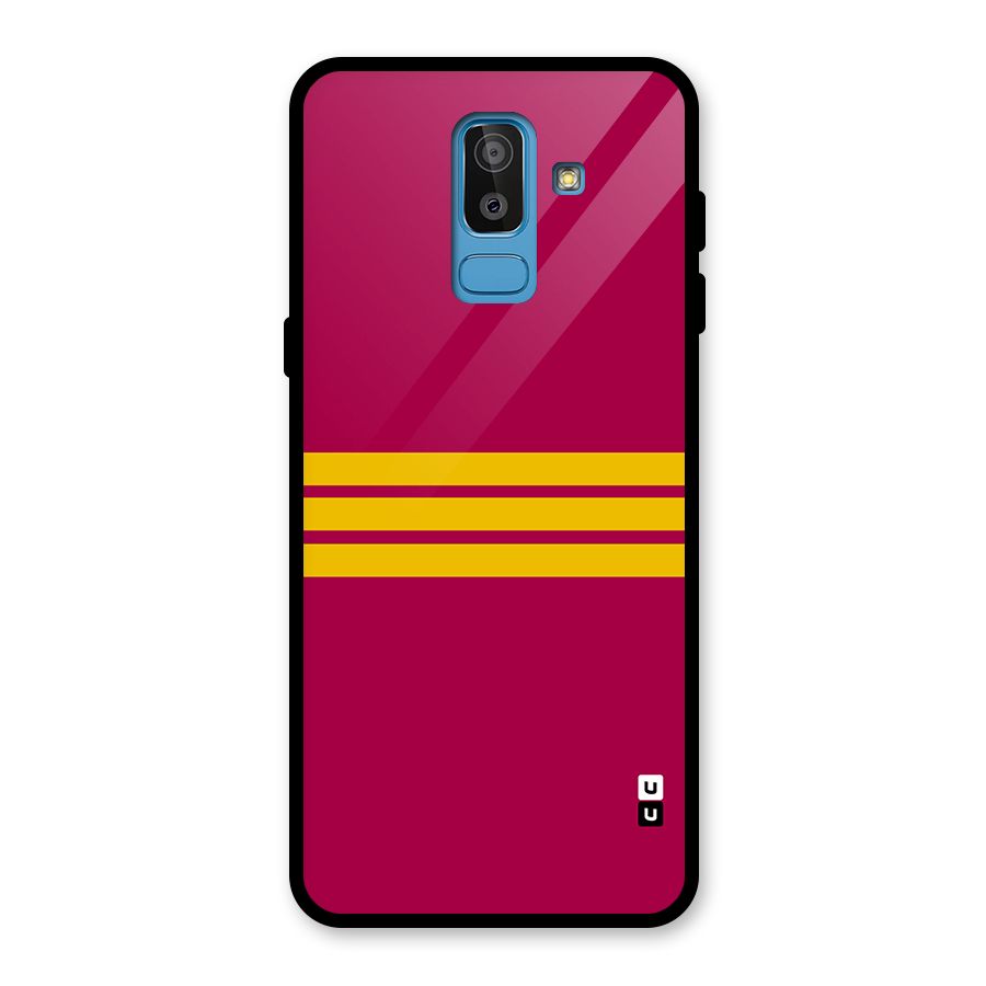 Horizontal Sports Stripes Glass Back Case for Galaxy J8